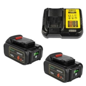 Set batterie compatibili Dewalt, 18V, 6Ah/9Ah, display digitale, set B, multicolore