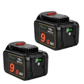 Set di 2 batterie agli ioni di litio compatibili Dewalt 18V/20V, 9Ah, display digitale, multicolore