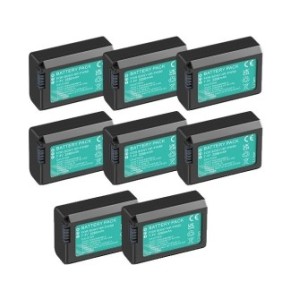 Set di 8 batterie ricaricabili agli ioni di litio, compatibili Sony Alpha 7, A7R, A6000, 2250mAh, 7,4V