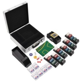 Set poker professionale 600 fiches, custodia in alluminio, dimensioni: 37x37,5x15,5 cm, colore: multicolore