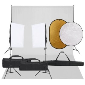 Set fotografico da studio Zakito Europe, softbox 40x60 cm, sfondo in cotone 500x300 cm, miscela 5 in 1, nero/bianco
