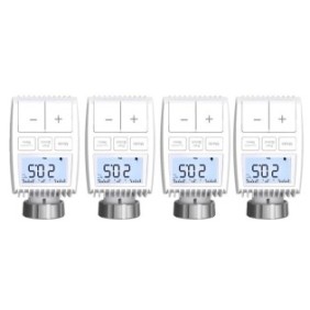 Set di 4 termostati per radiatore, controllo vocale, programmabile, ZigBee, 55,3x54x98,3 mm