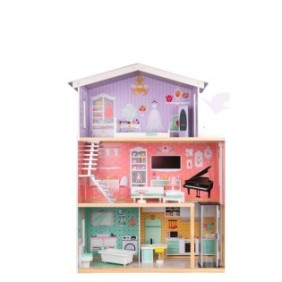 Casa delle bambole Luka, in legno, con mobili inclusi, 82x30x117 cm