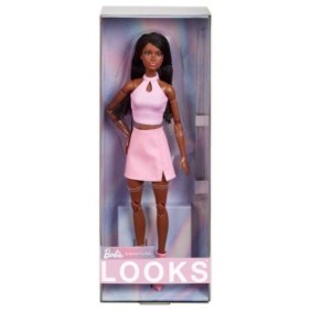 Barbie Looks 21 bambola afroamericana con vestito rosa, 28 cm