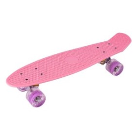 Skateboard rosa con ruote luminose, 56 cm x 15 cm, MalPlay 110183