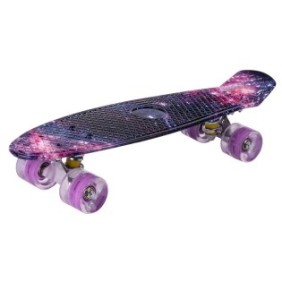 Skateboard modello Space con ruote luminose, 56 cm x 15 cm, MalPlay 110184