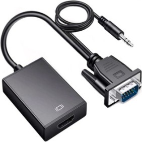 Convertitore adattatore da HDMI a VGA e Audio AUX, Unidirezionale, Nero