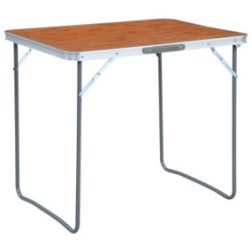 Tavolo da campeggio pieghevole con maniglia, 80x60x70 cm, metallo/MDF, grigio
