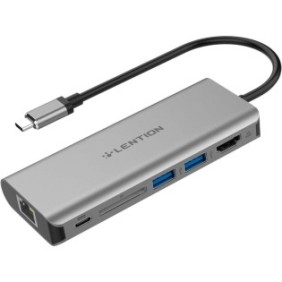 Jormftte Hub USB-C, HDMI 4K, 2 porte USB 3.0, lettore di schede SD, Gigabit Ethernet, alloggiamento in alluminio, grigio