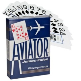 Set di carte da gioco Aviator Jumbo, bicicletta, finitura con cuscino d'aria, blu, 63,5x88,9 mm