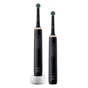 Set di 2 spazzolini elettrici Oral-B PRO 3 DUO, 3 modalità di pulizia, 2 punte Oral-B, Nero