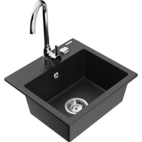 Lavello in granito con rubinetto, Mexen, 6198, Granito, 435 mm x 161 mm