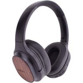 Akai BTH-W150ANC Cuffie audio auricolari, Bluetooth, cancellazione attiva del rumore, bambù