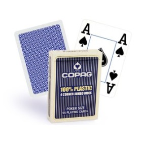 Set da poker Copag, 4 angoli, indice Jumbo, plastica, blu, 63,5x88,9 mm