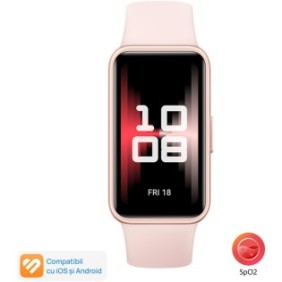 Bracciale fitness Huawei Band 9, corpo rosa con ciondolo e cinturino in fluoroelastomero rosa con ciondolo