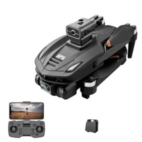 Drone con doppia fotocamera 8K, Omnidirezionale, pieghevole, 36x34x7cm, ABS, Nero