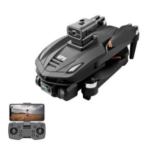 Drone con doppia fotocamera 8K, Omnidirezionale, pieghevole, ABS, 36x34x7cm, Nero