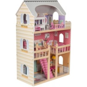 Casa delle bambole Mamabrum A405, 3 piani, mobili, illuminazione a LED, multicolore, 60x30x90 cm