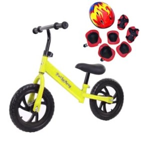 Set bicicletta per principianti con equipaggiamento protettivo, Senza pedali, Per bambini da 2 a 5 anni, Giallo