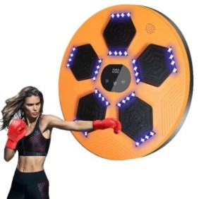 Macchina da boxe musicale, arancione, 40x40x6,5 cm, con Bluetooth, guanti inclusi