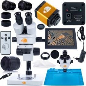 Set microscopio Rosfix Mercury Pro MSMP-T-PS1, fotocamera PEGASUS Pro KMPP-HDMI-TF 12MP, tappetino in silicone 480x320mm, supporto con display da 8"