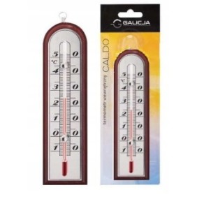 Termometro da interno Galicja, in legno, senza mercurio, 15x4x1,9 cm, bianco, crema, marrone scuro