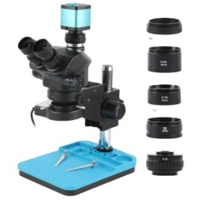 Set stereomicroscopio, simul-focale, videocamera 4K, 3,5X-50X, HDMI/USB tipo C, multicolore
