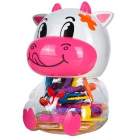 Set di 7 giocattoli per la dentizione Happy Pink Cow