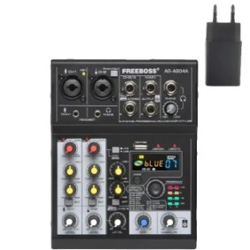 Mixer audio portatile, 4 canali, Bluetooth, effetti DSP 88, presa EU, 8-12m