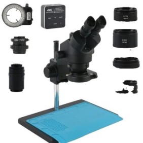 Videomicroscopio, 48 MP 4K, HDMI e USB, nero, 50x60 cm, flanella e pile sherpa, blu scuro