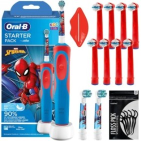 Spazzolino elettrico Oral-B Starter Pack Spiderman + 2 punte originali + 8 punte di ricambio per spazzolino elettrico