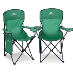 Set di due sedie da campeggio/pesca, pieghevoli, verdi, 96 x 54 x 86 cm, Vivo AC03