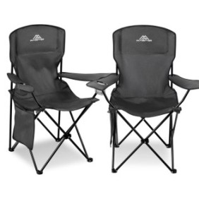 Set di due sedie da campeggio/pesca, pieghevoli, nere, 96 x 54 x 86 cm, Vivo AC03