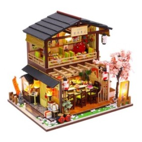 Modello di casa di montaggio, sushi, 27 cm x 17,5 cm x 19,5 cm, miniatura fai da te, lampadine LED, Habarri, multicolore