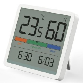 Termometro/igrometro digitale, schermo LCD, Bianco