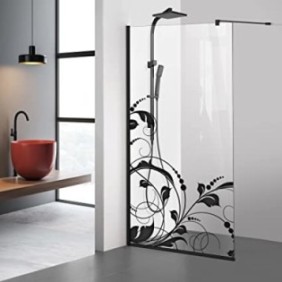 Parete doccia walk-in Aqua Roy ® Black, modello La Vie nero, vetro satinato da 8 mm, protezione anticalcare, 90x195 cm