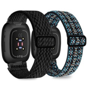 Set di 2 cinturini per smartwatch, Afoskce, Nylon, Compatibile con Fitbit Versa 3/Fitbit Sense, Multicolor