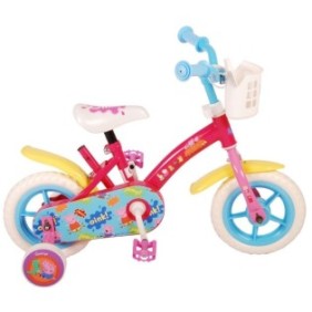 Bicicletta per bambina, Modello Peppa Pig, Nickelodeon, 10", Con pedali, Ruote ausiliarie, Acciaio, Multicolor