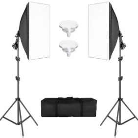 Kit Softbox fotografico, 50x70 cm, LED 20 e 30 W e luce diurna 135 W, temperatura colore 5500 K, treppiede 68x200 cm, borsa Oxford, multiconnettore