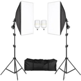 Kit softbox fotografico, 50x70cm, 135W, bicolore, supporto regolabile, multiconnettore, borsa Oxford