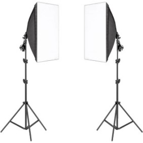 Set illuminazione fotografica continua, Softbox 50x70 cm, Altezza supporto 68x200 cm, Senza lampadine o borsa