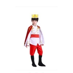 Stampa costume di carnevale per bambino con mantello e corona, 7-8 anni, rosso