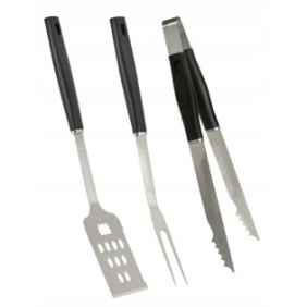 Set utensili per griglia, Koopman, 3 pezzi, acciaio inossidabile, nero/argento