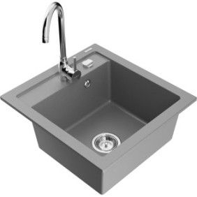 Lavello in granito con rubinetto, Mexen, 6166, Granito, 520 mm x 200 mm