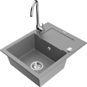 Lavello in granito con rubinetto, Mexen, 6211, Granito, 576 mm x 164 mm