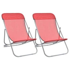 Set di 2 sedie a sdraio 3in1 Zakito Europe, rosso, tessuto, acciaio, 85x58x83 cm