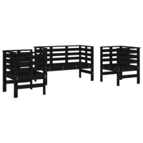 Set di mobili da giardino Zakito Europe, legno di pino, nero, 2 sedie 61,5x53x71 cm, panca 111,5x53x71 cm