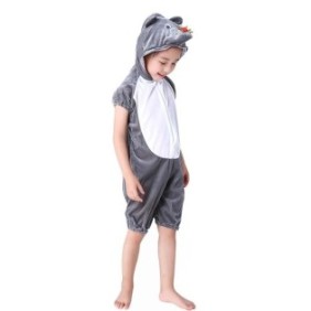 Costume per bambini Topo con cappuccio, grigio, festa, 3-4 anni