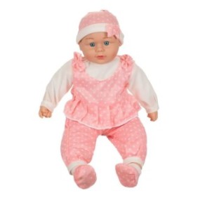 Baby Doll Vestiti Rosa con Pois e Suono 50cm