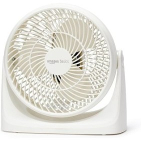 Ventilatore Amazonbasics, 35 W, 18 cm, raffreddamento silenzioso, 3 velocità, angolo regolabile di 90°, bianco